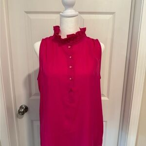 J. Crew Fuchsia Sleeveless Ruffle Blouse
